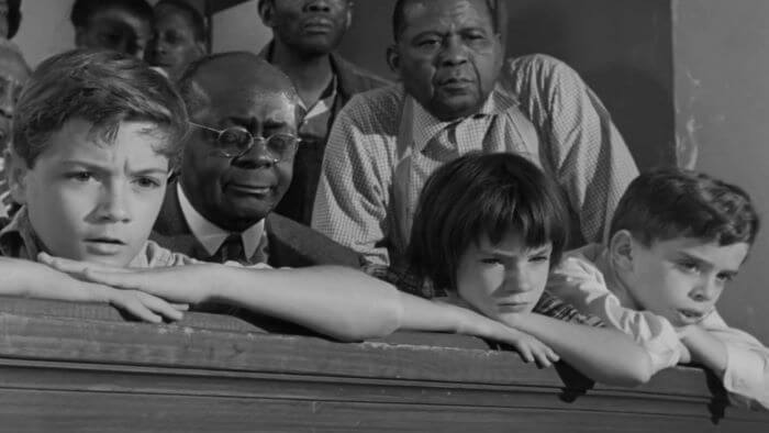 To Kill A Mockingbird scene, Jem Finch, Reverend Sykes, Scout Finch and Dill
