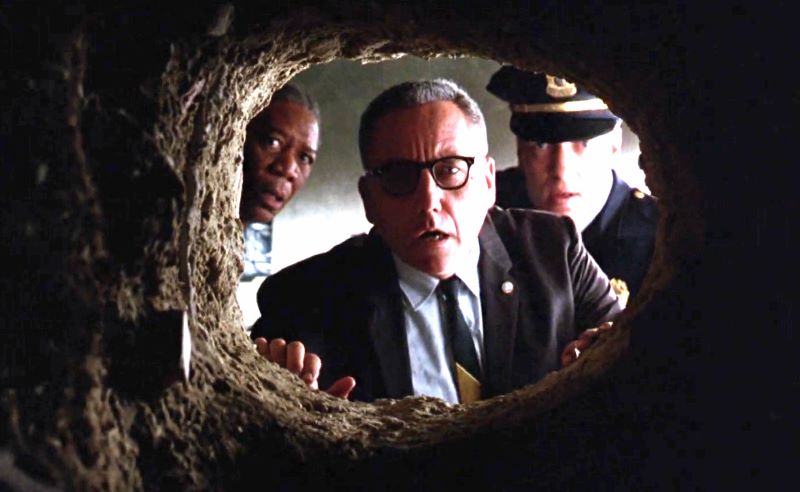 Warden discovered Andy's escape through the tunnel.