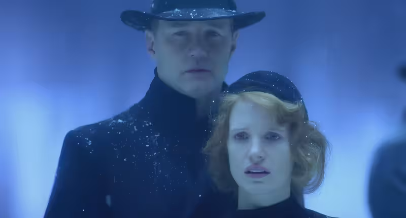 David Morrissey and Jessica Chastain in Poirot (1989)