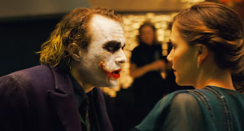 Heath Ledger and Maggie Gyllenhaal in The Dark Knight (2008)