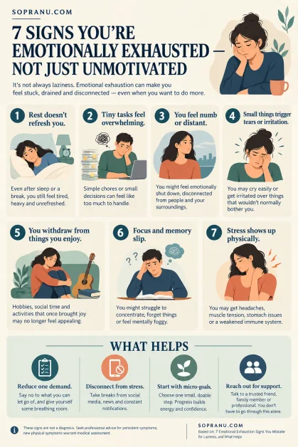 Emotional Exhaustion Signs Infographics 
